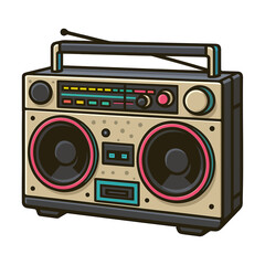 Fototapeta premium 1980s Retro Boombox Vector – Vintage Music Player Illustration on White (3)
