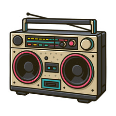 Fototapeta premium 1980s Retro Boombox Vector – Vintage Music Player Illustration on White (3)