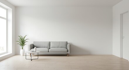 Minimalist Living Room with Sofa and Plant