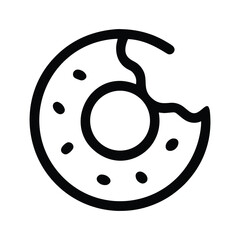 Bitten donut line icon with sprinkles
