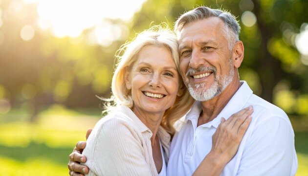 Older couple enjoying relaxing outdoors - Powered by Adobe