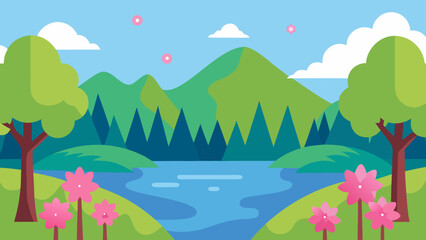 Obraz premium landscape with trees and mountains