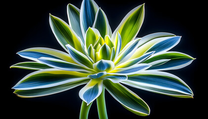 Striking Agave Plant with Blue, Green, and Yellow Variegation Ag