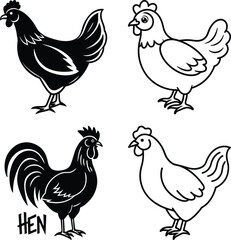 Chicken Continuous Line Drawing with Editable Stroke

