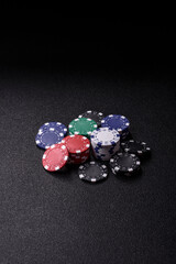 Casino chips, bets and gambling, risk to win or lose money. Betting chips