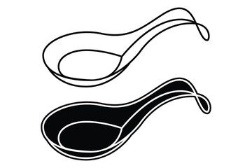 Spoon art silhouette vector out line art on white background