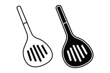 Spoon art silhouette vector out line art on white background