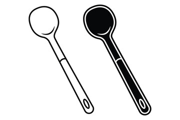 Spoon art silhouette vector out line art on white background