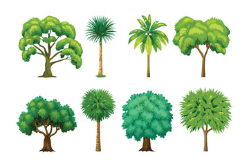 Diverse Tree Collection: A vibrant collection of trees, each with its unique form and foliage, showcasing the beauty and diversity of nature's arboreal creations.