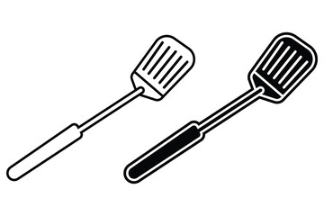 Spoon art silhouette vector out line art on white background