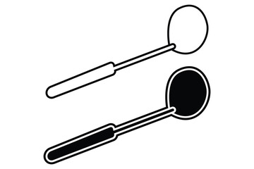 Spoon art silhouette vector out line art on white background