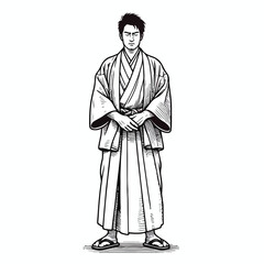 Japanese guy line art vector image
