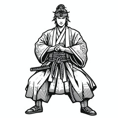 Obraz premium Japanese guy line art vector image