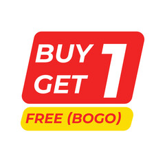 Buy 1 Get 1 Free (BOGO) text isolated on white background