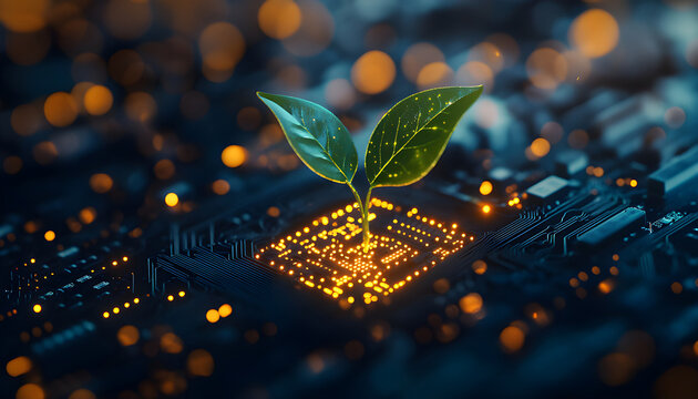 Green vegetation on a chip serves as an example of the merging of technological advancements and eco-friendly practices.