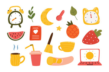 Whimsical Morning Routine: A cheerful compilation of colorful illustrations depicting the joys and rituals of a delightful morning.