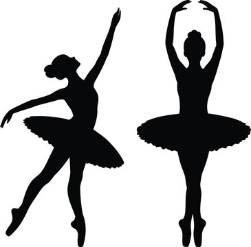 Elegant Ballerina Dancers Silhouette.