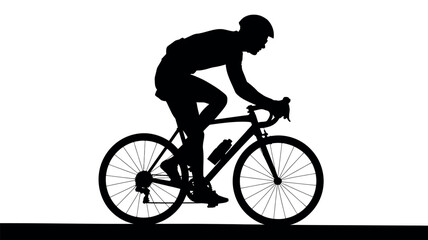 Obraz premium Silhouette of a cyclist riding a road bike against a white background