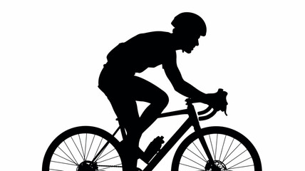Naklejka premium Silhouette of a cyclist riding a road bike with a white background