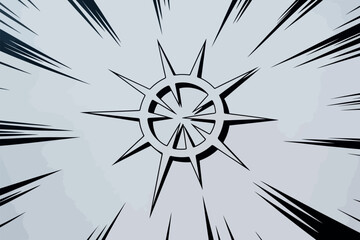 Obraz premium Stylized starburst with nautical steering wheel design