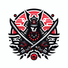 vector image of a Japanese samurai warrior logo