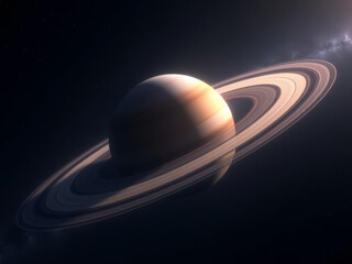 Vue spectaculaire de Saturne et de ses anneaux majestueux flottant dans l&rsquo;immensit&eacute; sombre de l&rsquo;espace