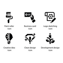 Paint roller, Business card, Logo sketching, Creative idea, Clean design, Development design, icon