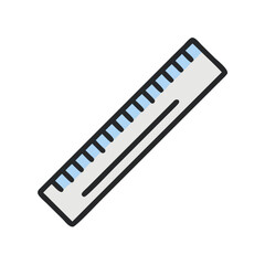 Fototapeta premium Ruler measuring tool with blue markings in flat design style 