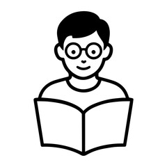 Student Reading Book Line Icon
