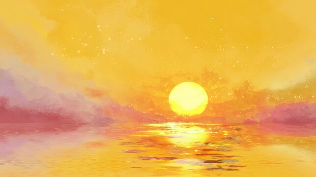 Golden Sunset Over Water