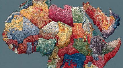 Abstract Africa Map Mosaic Colorful Continent Design