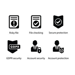 Risky file, File checking, Secure protection, GDPR security, Account security, Account protection, icon