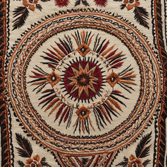 Obraz premium Close-up of intricate embroidered fabric, native american style isolated on transparent background