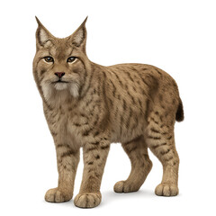 Obraz premium Standing Eurasian Lynx with Striped Pattern and Pointed Ears, Front View