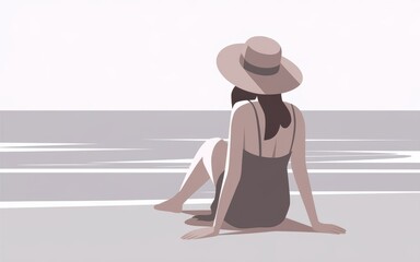Woman Sitting Alone at the Beach