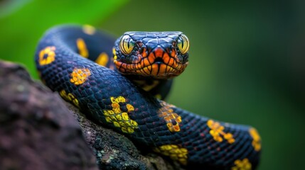 Obraz premium Close-up view of a venomous snake with vibrant colors.