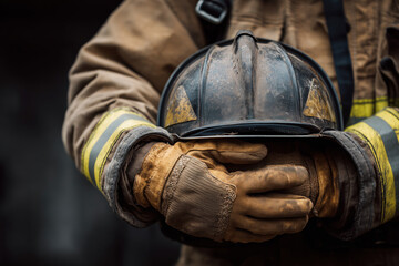 firefighter holding a helmet in hand