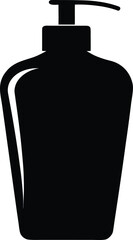 black shampoo bottle silhouette on white background