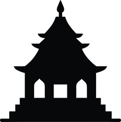 black temple silhouette on white background