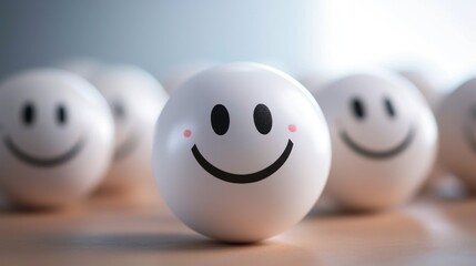 White cheerful smiling faces, optimistic and joyful, for social media campaigns