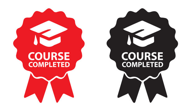 Course Completed Badge Set with Two Vector Variations in Clean Style, Editable Formats: AI, EPS, JPG, PNG, Ideal for Both Digital and Print Use
