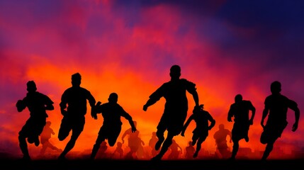 Dynamic Football Team in Action with Luminous Soccer Ball &ndash; Immersive Sports Visual for Inclusive Fitness and Digital Wellness Campaigns