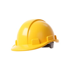 Bright yellow construction hard hat for safety and protection isolated on transparent background