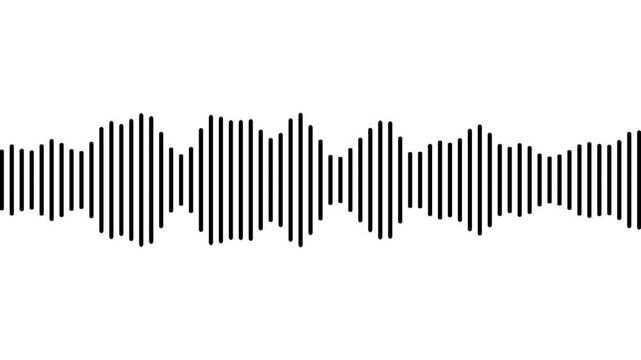 The audio waves icon animates with vibrant, rhythmic pulses. Each wave fluctuates in height, synchronized to a beat, The movement creates a dynamic, rhythmic sound music wave, radio signal frequency .