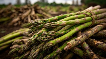 Harvesting Fresh Asparagus: Farm Field Food Photography