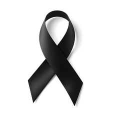 Black awareness ribbon isolated on white background isolated on transparent background
