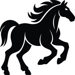 Obraz premium Silhouette of running majestic horse with flowing mane, vector style