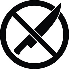 Vector illustration of no knives allowed sign isolated