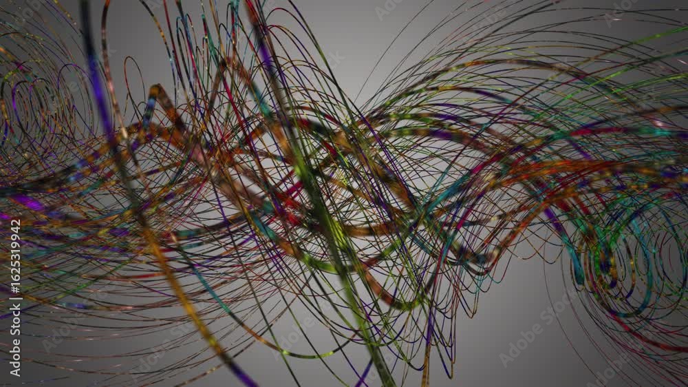 Wall mural fantastic video animation with stripe wave object in slow motion, 4096x2304 loop 4k