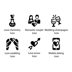 Love chemistry, Romantic couple, Champagne, Love wedding, Love arrow, Mobile dating, icon